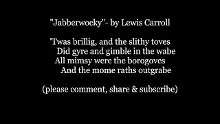 JABBERWOCKY Song LEWIS CARROLL Alice Through Looking Glass Lyrics Word text trendin sing along music [upl. by Tsiuqram911]