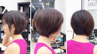 Easy Short Layered Bob Haircut Full Tutorial With Simple Hair Cutting Techniques [upl. by Lerner]