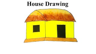 Easy House Drawing  How to Draw House Step by Step for Beginners  Drawing House easy [upl. by Padraic]