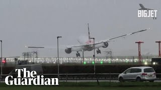 Plane makes bumpy landing at London Heathrow during Storm Gerrit [upl. by Itsa444]