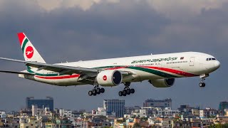 Biman Boeing 777300ER Fits Air Boeing 737800 and Biman DH8 Landing at Dhaka Airport [upl. by Hara]