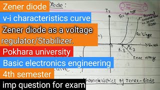 Zener diode  Zener diode as voltage regulator  Pokhara UniversityBEE imp question4th sem [upl. by Efeek]