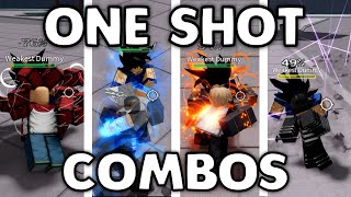 ONE SHOT COMBOS FOR EVERY CHARACTER in The Strongest Battlegrounds [upl. by Ellehcen323]