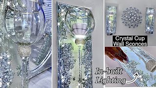 DIY CRYSTAL GLASS WALL SCONCES  DIY LIGHTING SOLUTION WITH GLAM [upl. by Naujak361]