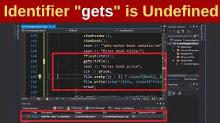 Identifier gets is Undefined in C  gets function not defined in c  getws not defined [upl. by Nawk767]