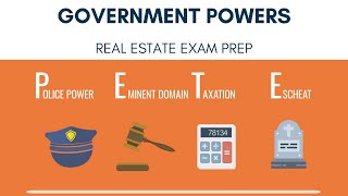 Government Powers Police Power Eminent Domain Taxation amp Escheat  Real Estate Exam Prep [upl. by Epifano]