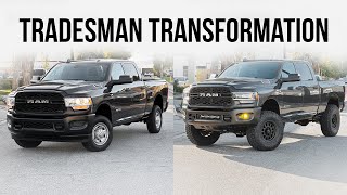 Tradesman Cummins Ram 2500 Budget Build Transformation with Carli Suspension and 37s [upl. by Attaynik810]