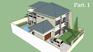 Sketchup tutorial house building Part 1 [upl. by Dorin163]