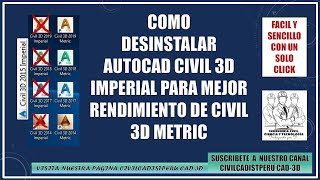 Desinstalar AutoCAD Civil 3D Imperial Para Mejor Rendimiento del Civil 3D Metric [upl. by Mikihisa]