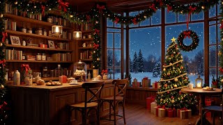 Winter Coffee Shop Christmas Ambience with Soothing Christmas Jazz Music and Snow Falling [upl. by Adia]