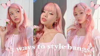 3 easy ways to style bangs 🌸 hair basics with mei [upl. by Enwahs]