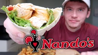 Eating Nandos Hot DOUBLE CHICKEN WRAP [upl. by Fu]