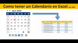 Como tener un Calendario en Excel [upl. by Kristina]