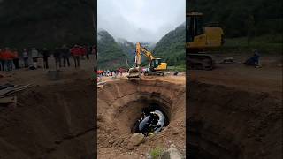 excavator makes a hole and something appears youtubeshorts [upl. by Elrem]