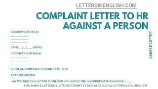 How To Write a Complaint Letter To HR About a Coworker – Sample Complaint Letter [upl. by Dat]