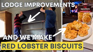 LODGE IMPROVEMENTS AND MAKING FLORIDA STYLE RED LOBSTER BISCUITS [upl. by Ajssatsan]