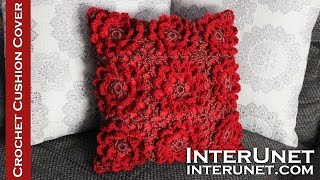 Crochet cushion cover – 3d flower motifs crochet stitch [upl. by Yahsat303]