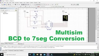 bcd to seven segment conversion in multisim  simulation of 74LS47 bcd to 7 segment conversion [upl. by Nidroj]