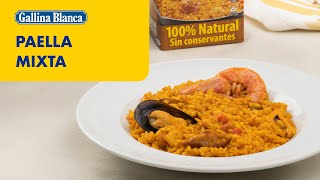 Paella mixta con mariscos y carne ¡Deliciosa receta ¡Un deleite 🥘🍗  Recetas Gallina Blanca [upl. by Hueston]