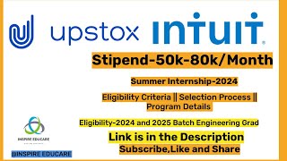 Upstox Summer Internship 2024  Intuit Summer Internship 2024  Internship for 2024 and 2025 Batch [upl. by Horwitz342]