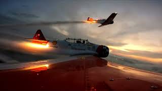 Aeroshell Team Incredible 4camera Aerobatic Night Show POV T6 Texans Sound AWESOME [upl. by Larrej233]