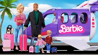 Barbie Family Toddler Dolls Travel Routine [upl. by Fanestil]