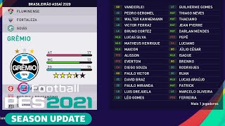 PES 2021  NOMES CORRETOS DOS JOGADORES DO GRÊMIO [upl. by Ytomit691]