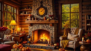 Cozy Autumn Cafe Ambience  Gentle Jazz Tunes amp Fall Vibes for Unwind [upl. by Hagen]