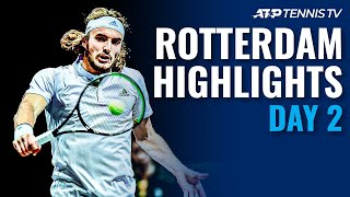 Tsitsipas Stops Hurkacz AugerAliassime Advances  Rotterdam 2020 Day 2 Highlights [upl. by Otsirave]