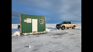 ICE FISHING Joe and Melissa Lake of the Woods Border View Lodge Baudette Minnesota Great time [upl. by Laundes207]