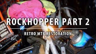 Fighting a seat post with CAUSTIC SODA  1989 Specialized Rockhopper MTB Restoration  Part 2 [upl. by Ellora]