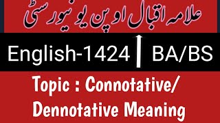 Aiou 1424 English  Connotative amp Denotative meanings [upl. by Tenaej573]