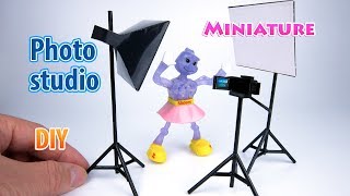 DIY Miniature Photo studio for Dolls  DollHouse Barbie [upl. by Torr]