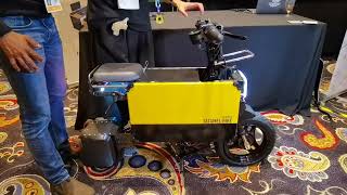 Icoma presents foldable electric motor bike Tatamel at CES 2023 [upl. by Azitram]