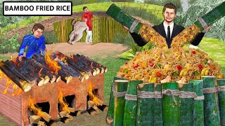 Rainforest Bamboo Fried Rice Forest Guard Cooking Chicken Street Food Hindi Kahaniya Moral Stories [upl. by Samuel]