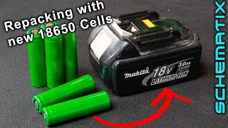 Repacking Makita 18v Lithium battery with New Cells Save s [upl. by Inattyrb144]