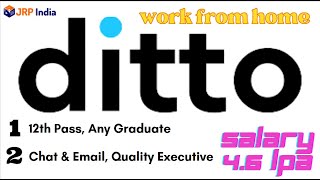 Ditto Hiring Work from home Insurance Advisor  Quality Executive  12th Pass Job  Salary 46LPA [upl. by Aneekan736]