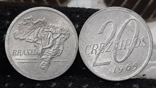 MOEDA DE 20 CRUZEIROS ANO 1965 VOCÊ TEM ALGUMA VEJA O VALOR 💲 6 A 25 REAIS ✌ DEUS SEJA LOUVADO 🙌 [upl. by Oria]