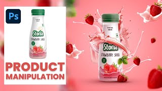 Product Manipulation Tutorial in Photoshop STRAWBERRY SHAKE [upl. by Tolmann]