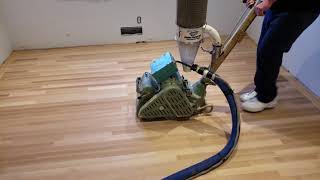 Sanding a rift and quarter sawn red oak floor with a hummel and vortex dcs [upl. by Einnok]