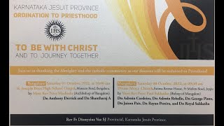 Karnataka Jesuit Priestly Ordination Bangalore  Promo  01 October 2022 [upl. by Aicirt]