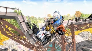 Collapsing Bridge Pileup Crashes 1 – BeamNG Drive  CrashBoomPunk [upl. by Minoru]