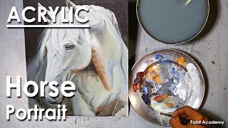 Acrylic Painting  How to Paint A Horse Portrait  step by step [upl. by Gnuoy835]