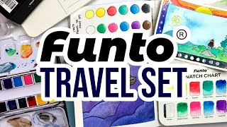 Funtos Travel Watercolor Set  12 colors amp many accessories  Review amp demo 🎨 [upl. by Yrellih]