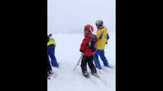 Skiing  Advanced Group skiing in a blizzard [upl. by Naol854]