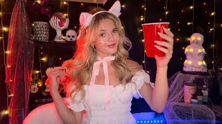 ASMR Kind Popular Girl Halloween Party Roleplay 🎃🍬👻 muffled music  chatter ambience [upl. by Seditsira664]