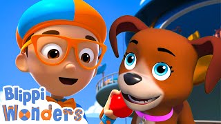 Blippi plays fetch with a Puppy   Blippi Wonders Educational Videos for Kids [upl. by Ahtebat]