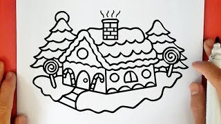 COME DISEGNARE UNA CASA DI NATALE [upl. by Ldnek]