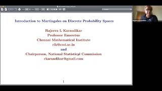 Lecture 1  Introduction to martingales on discrete probability spaces by Prof Rajeeva Karandikar [upl. by Niroht]