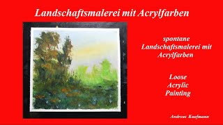 Landschaftsmalerei mit Acrylfarben auf Makulaturtapete 80g  geeignet für Anfänger [upl. by Zuzana]